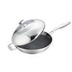 SOGA 2X 18/10 Stainless Steel Fry Pan 32cm Frying Pan Top Grade Non Stick Interior Skillet with TRIFPT32X2