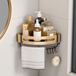 SOGA 2X Gold Wall-Mounted Triangular Bathroom Storage Corner Vanity Organiser Space Saving Adhesive TAN1013X2