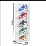 SOGA 2X 5 Tier Transparent Portable Shoe Organiser Sneaker Footwear Folding Plastic Bin Stackable SHOEA9005WHTX2