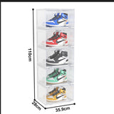 SOGA 2X 5 Tier Transparent Portable Shoe Organiser Sneaker Footwear Folding Plastic Bin Stackable SHOEA9005WHTX2