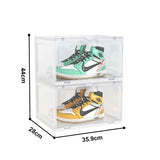 SOGA 2X 2 Tier Transparent Portable Shoe Organiser Sneaker Footwear Folding Plastic Bin Stackable SHOEA9002WHTX2