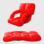 SOGA 4X Foldable Lounge Cushion Adjustable Floor Lazy Recliner Chair with Armrest Red LOUNGEKIDREDX4