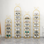 SOGA 7 Tier Bunny Ears Shape Gold Plated Metal Shoe Organizer Space Saving Portable Footwear Storage FPOTXJ0991