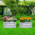 SOGA 2X 60cm Square Galvanised Raised Garden Bed Vegetable Herb Flower Outdoor Planter Box METALBSIL515X2