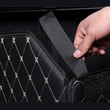 SOGA 4X Leather Car Boot Collapsible Foldable Trunk Cargo Organizer Portable Storage Box Black/Gold STORAGEBLKGLDMEDX4