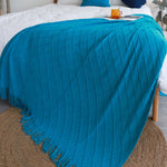 SOGA 2X Blue Diamond Pattern Knitted Throw Blanket Warm Cozy Woven Cover Couch Bed Sofa Home Decor BLANKET904X2