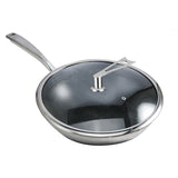 SOGA 2X 32cm Stainless Steel Tri-Ply Frying Cooking Fry Pan Textured Non Stick Interior Skillet with FRYPANTRIFPYZ32X2