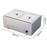 SOGA 2X Stainless Steel 2 X 1/2 GN Pan Electric Bain-Marie Food Warmer with Lid FOODWARMER740X2