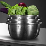 SOGA Stainless Steel Nesting Basin Colander Perforated Kitchen Sink Washing Bowl Metal Basket BOWL609