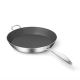 SOGA Stainless Steel Fry Pan 34cm Frying Pan Induction FryPan Non Stick Interior FRYPANNS287534CM