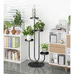 SOGA 2X U Shaped Plant Stand Round Flower Pot Tray Living Room Balcony Display Black Metal FPOTH100X2