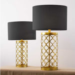 SOGA Golden Hollowed Out Base Table Lamp with Dark Shade TABLELAMPA65