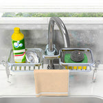 SOGA 2X Silver Kitchen Sink Organiser Faucet Soap Sponge Caddy Rack Drainer with Towel Bar Holder TAN1031X2