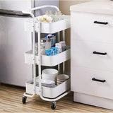 SOGA 3 Tier Steel White Movable Kitchen Cart Multi-Functional Shelves Portable Storage Organizer KITCHENXY005