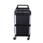 SOGA 2X 3 Tier Covered Food Trolley Food Waste Cart Storage Mechanic Kitchen Black FOODCART1515X2