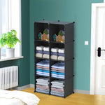 SOGA 4 Tier 8-Cube Black Portable Wardrobe Divide-Grid Modular Storage Organiser Foldable Closet WROBE1766