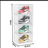 SOGA 2X 4 Tier Transparent Portable Shoe Organiser Sneaker Footwear Folding Plastic Bin Stackable SHOEA9004WHTX2