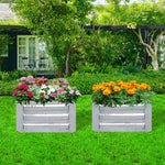 SOGA 2X 90cm Square Galvanised Raised Garden Bed Vegetable Herb Flower Outdoor Planter Box METALBSIL516X2