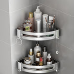 SOGA 2X Silver Wall-Mounted Triangular Bathroom Storage Corner Vanity Organiser Space Saving TAN1006X2