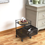 SOGA 2X 2 Tier Steel Square Rotating Kitchen Cart Multi-Functional Shelves Portable Storage KITCHENXY018X2