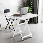 SOGA White Dining Table Portable Square Surface Space Saving Folding Desk with Lacquered Legs Home TABLESQ731