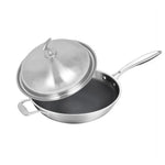 SOGA 2X 18/10 Stainless Steel Fry Pan 34cm Frying Pan Top Grade Textured Non Stick Interior Skillet TRIFPS34X2