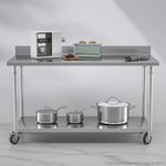 SOGA 150cm Commercial Catering Kitchen Stainless Steel Prep Work Bench Table with Backsplash and WORKBENCHSS8004150CM