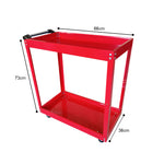 SOGA 2X 2 Tier Tool Storage Cart Portable Service Utility Heavy Duty Mobile Trolley Red TOOLCART605X2