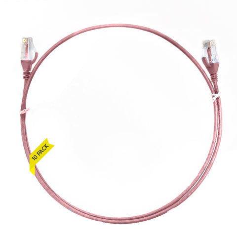 0.25m CAT6 Ultra Thin LSZH Ethernet Network Cable | 10 Pack Pink 004.004.7001.10PACK