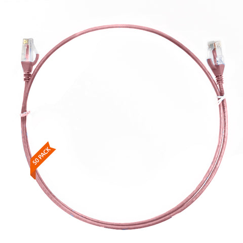 0.75m CAT6 Ultra Thin LSZH Ethernet Network Cable | 50 Pack Pink 004.004.7016.50PACK