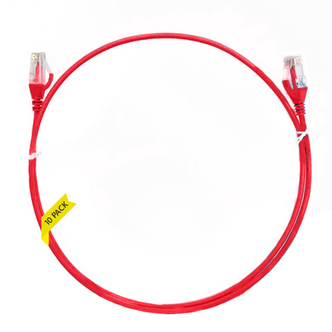 0.25m CAT6 Ultra Thin LSZH Ethernet Network Cable | 10 Pack Red 004.004.1001.10PACK