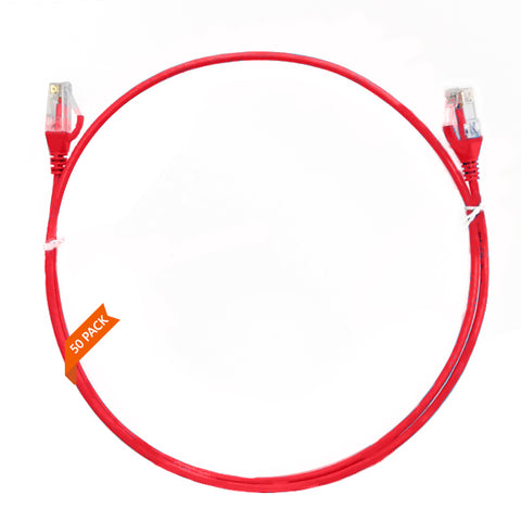 0.15m CAT6 Ultra Thin LSZH Ethernet Network Cable | 50 Pack Red 004.004.1000.50PACK