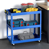 SOGA 2X 3 Tier Tool Storage Cart Portable Service Utility Heavy Duty Mobile Trolley Blue TOOLCART601X2