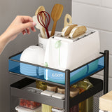 SOGA 5 Tier Steel Square Rotating Kitchen Cart Multi-Functional Shelves Portable Storage Organizer KITCHENXY021