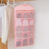 SOGA 2X Pink Double Sided Hanging Storage Bag Underwear Bra Socks Mesh Pocket Hanger Home Organiser SBOX26PNKX2