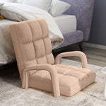 SOGA Foldable Lounge Cushion Adjustable Floor Lazy Recliner Chair with Armrest Khaki LOUNGEARMKHAKI