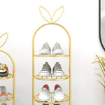 SOGA 2X 7 Tier Bunny Ears Shape Gold Plated Metal Shoe Organizer Space Saving Portable Footwear FPOTXJ0991X2