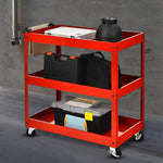 SOGA 2X 3 Tier Tool Storage Cart Portable Service Utility Heavy Duty Mobile Trolley Red TOOLCART604X2