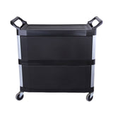 SOGA 2X 3 Tier Covered Food Trolley Food Waste Cart Storage Mechanic Kitchen Black FOODCART1515X2