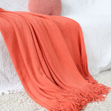 SOGA Orange Acrylic Knitted Throw Blanket Solid Fringed Warm Cozy Woven Cover Couch Bed Sofa Home BLANKET911