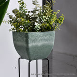 SOGA 2X 32cm Green Grey Square Resin Plant Flower Pot in Cement Pattern Planter Cachepot for Indoor FPOTF3219X2