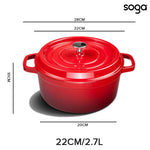 SOGA 2X Cast Iron 26cm Enamel Porcelain Stewpot Casserole Stew Cooking Pot With Lid Orange STEWPOT26CMORANGEX2