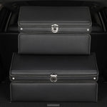 SOGA 60cm Leather Car Boot Collapsible Foldable Trunk Cargo Organizer Portable Storage Box with Lock STORAGEBLK391