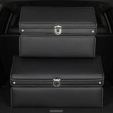 SOGA 60cm Leather Car Boot Collapsible Foldable Trunk Cargo Organizer Portable Storage Box with Lock STORAGEBLK391