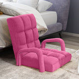 SOGA 4X Foldable Lounge Cushion Adjustable Floor Lazy Recliner Chair with Armrest Pink LOUNGEARMPINKX4