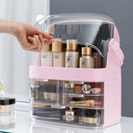 SOGA 3 Tier Pink Countertop Makeup Cosmetic Storage Organiser Skincare Holder Jewelry Storage Box BATHC104