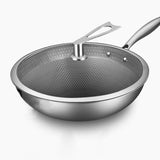 SOGA 2X 32cm Stainless Steel Tri-Ply Frying Cooking Fry Pan Textured Non Stick Interior Skillet with FRYPANTRIFPYZ32X2