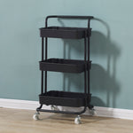 SOGA 2X 3 Tier Steel Black Movable Kitchen Cart Multi-Functional Shelves Portable Storage Organizer KITCHENXY004X2