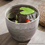 SOGA 32cm Rock Grey Round Resin Plant Flower Pot in Cement Pattern Planter Cachepot for Indoor Home FPOTA3704