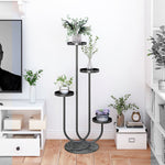 SOGA 2X U Shaped Plant Stand Round Flower Pot Tray Living Room Balcony Display Black Metal FPOTH100X2